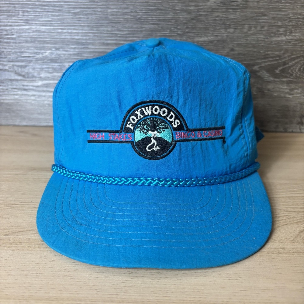 Vintage Foxwoods High Stakes Bingo Casino Hat Adjustable Rope Trim Mens Cap